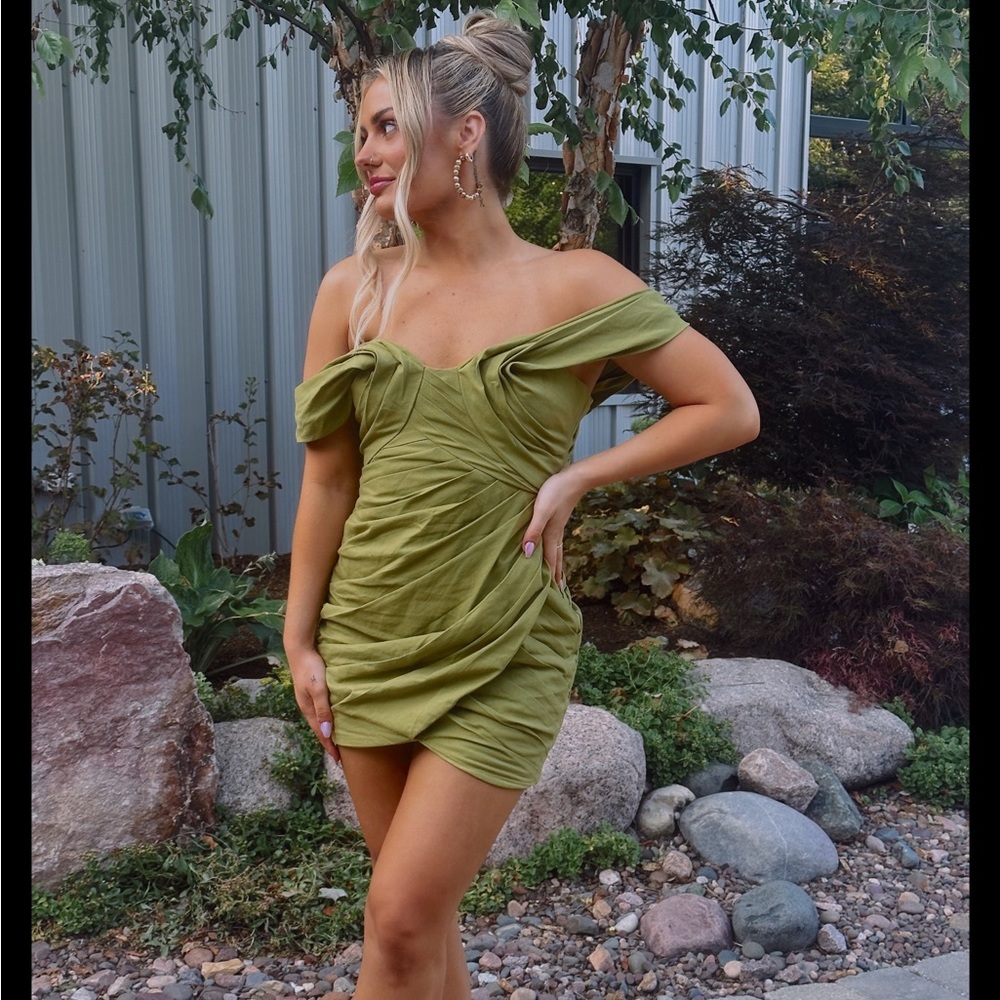 Green ASOS textured mini dress